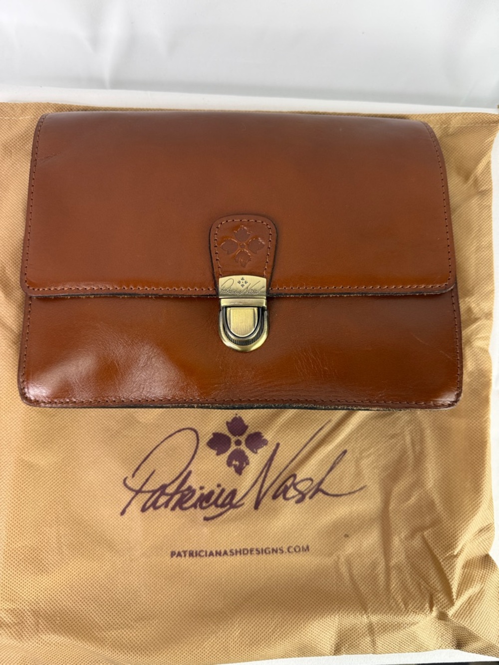Patricia Nash Chestnut Brown Leather Crossbody Organizer